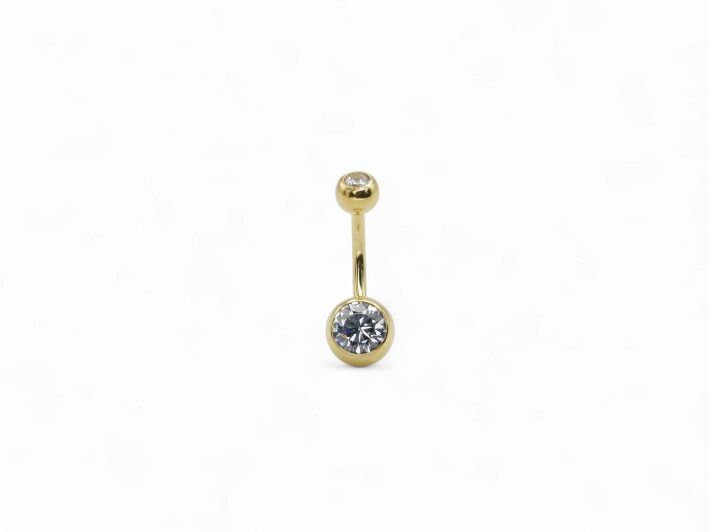 Gold titanium double jewelled navel bar, 1.6mm/14g, 10mm length