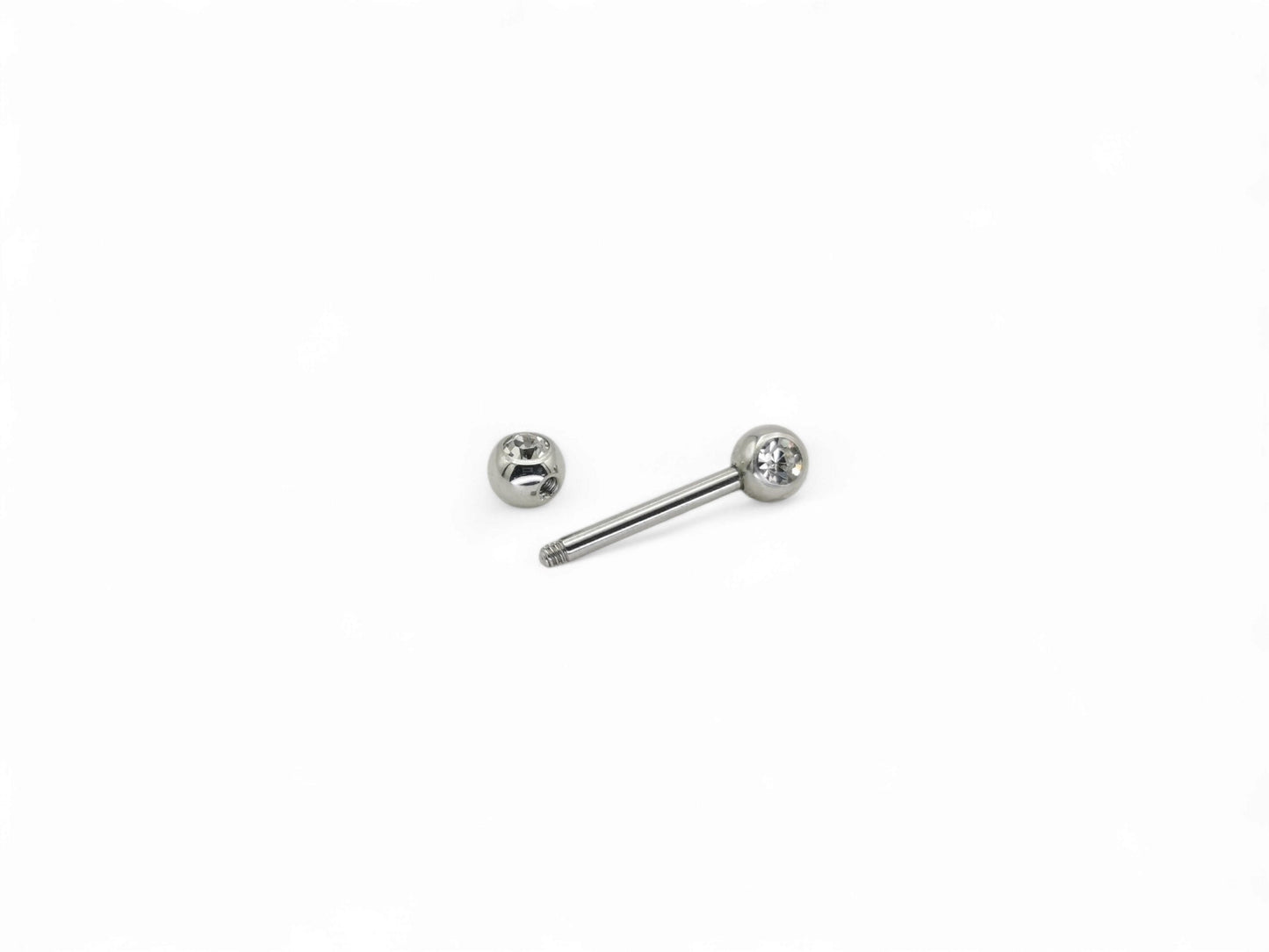 Jewelled surgical steel barbell 1.6mm/14g, 12mm, 14mm and 16mm length