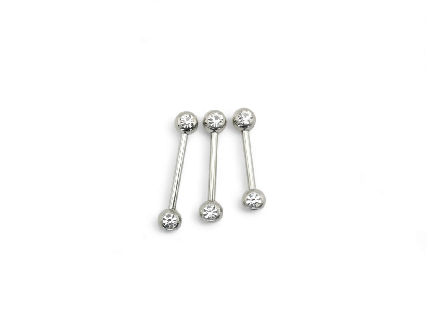 Jewelled surgical steel barbell 1.6mm/14g, 12mm, 14mm and 16mm length