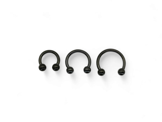 Black surgical steel circular barbell, 1.6mm/14g, 8mm-12mm diameter