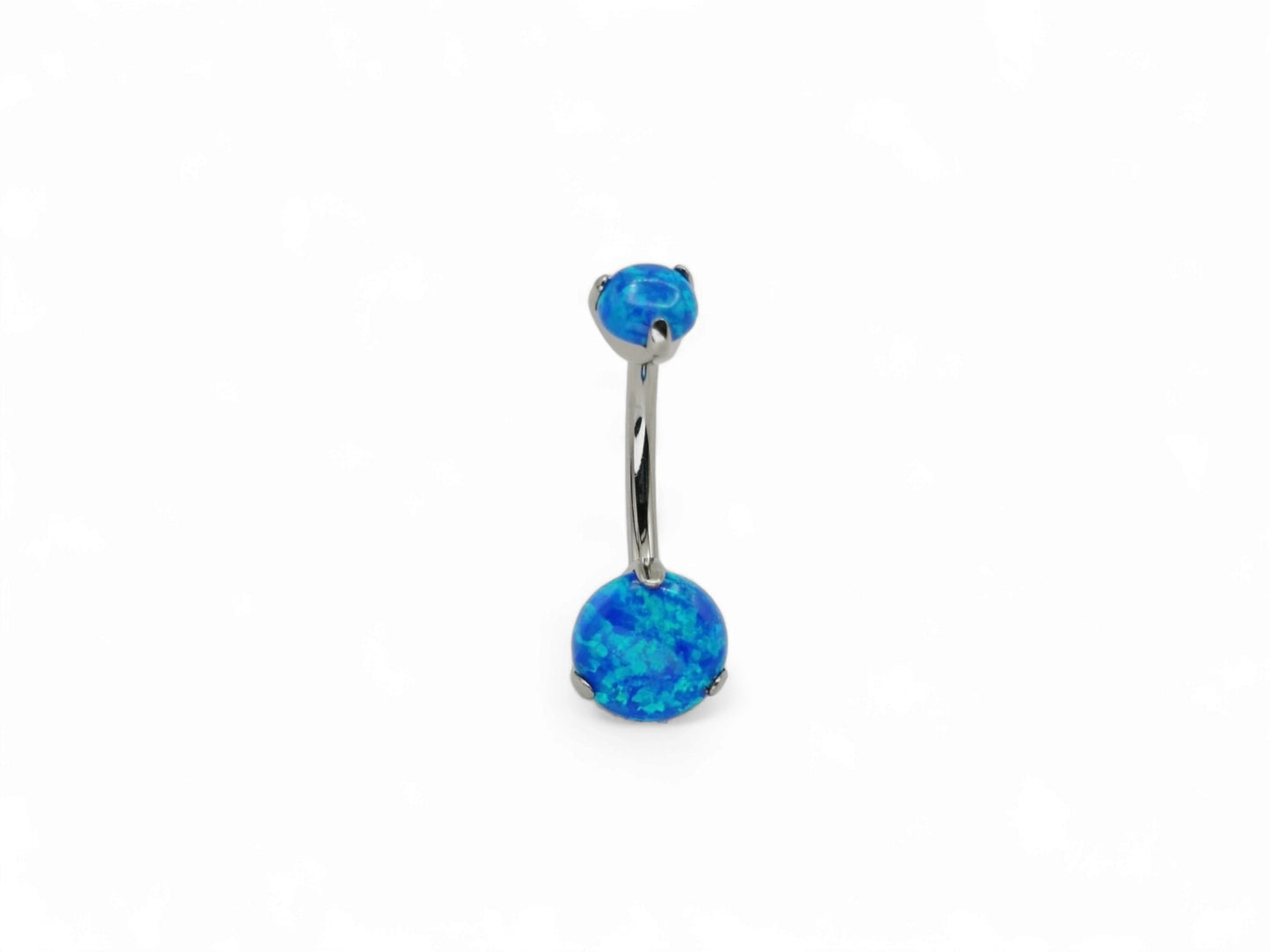 Titanium double jewelled navel bar, 1.6mm/14g, 10mm length