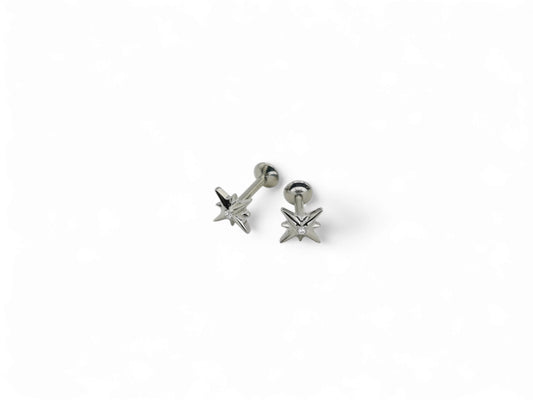 Titanium jewelled star threaded stud, 1.2mm/16g, 6mm-8mm length