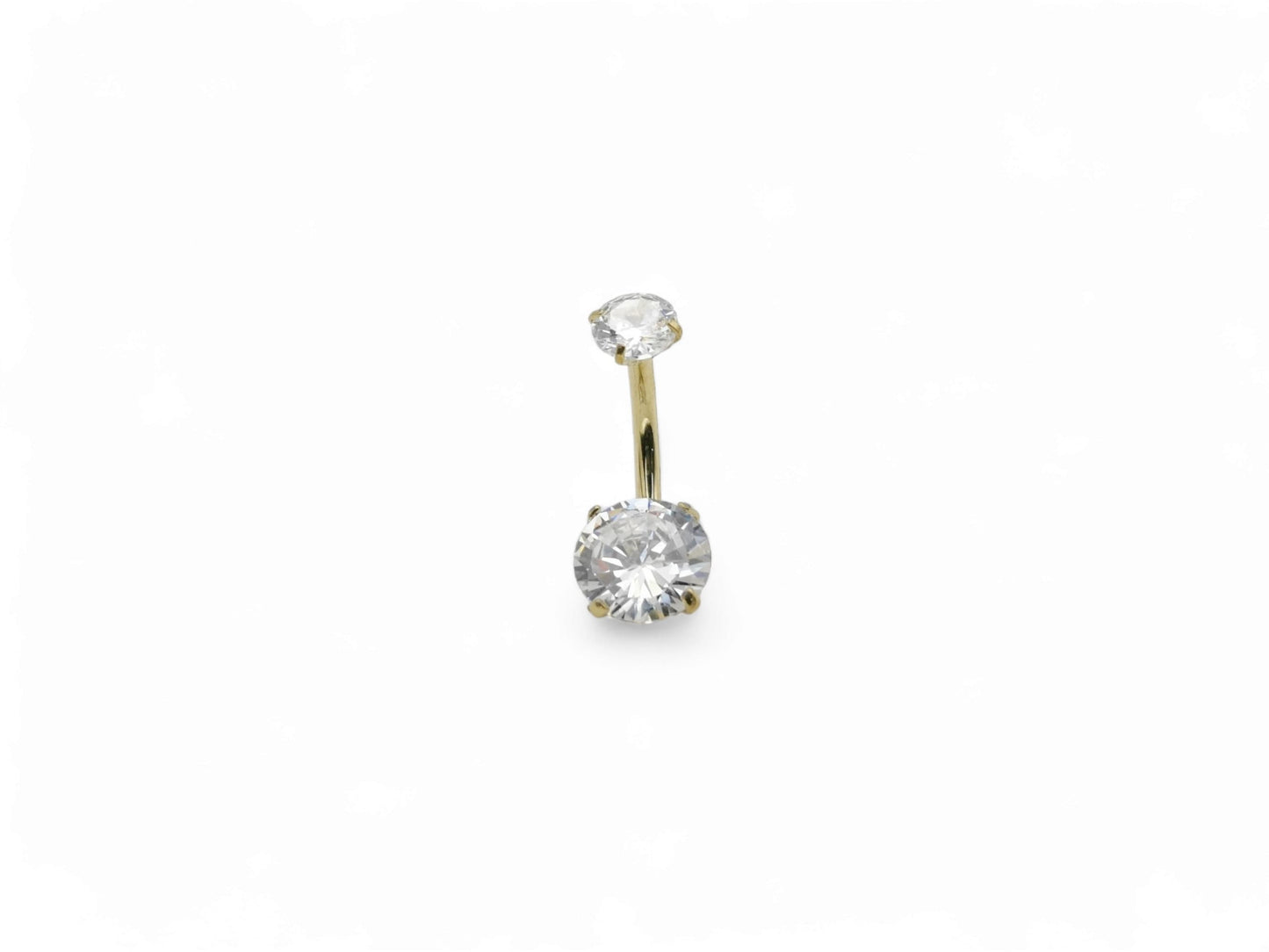 Gold titanium jewelled claw set navel bar for 1.6mm/14g, 10mm length